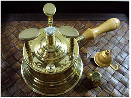 Al Bramony Brass Copper Turkish Greek Coffee Alcohol Burner Maker Table Top Tabletop with Wooden Handle Arabian Arabic Solid Large Size Hand Hammered Handmade Egypt Egyptian