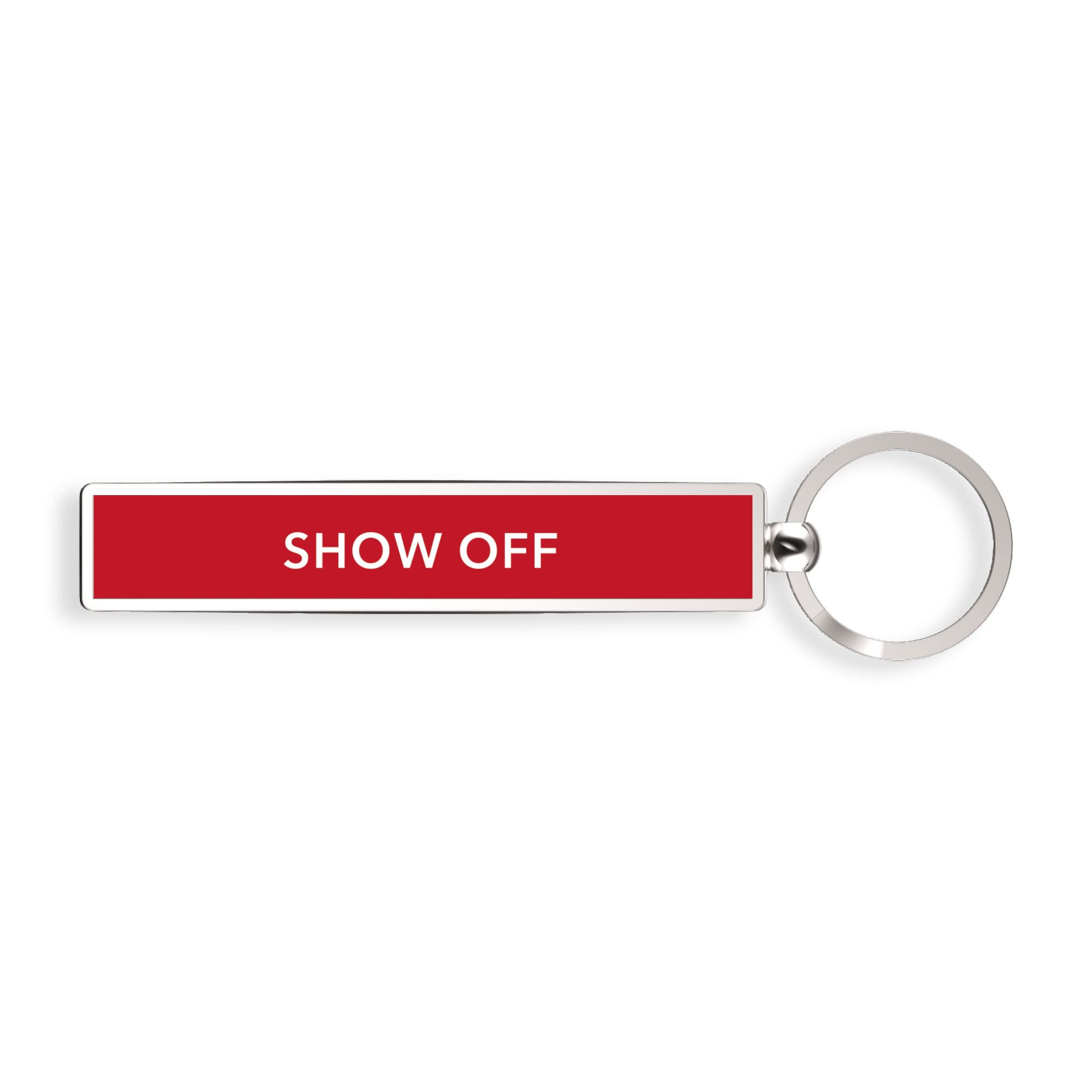 IF Show Offs Keys, Novelty Metal Keyrings with Enamel Infill - Show Off - Red — image 1
