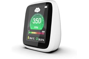LANGKOU CO2 Carbon Dioxide Detector, 5-in-1 Indoor Air Quality Monitor, CO2 Meter with Alarm, Tester for Carbon Dioxide, Temperature & Humidity, for Grow Tents, Home, Bedroom
