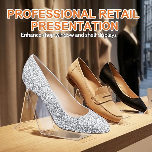 iplusmile 2 pcs Clear Acrylic Shoe Display Stand: Shoe Display Support Rack Holder for Retail Store, Home Wardrobe-Sandal, High Heel, Trainers | Shoe Display Support Rack Holder for Retail Store, Home Wardrobe-Sandal, High Heel, Trainers