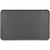 Amazon Basics Waterproof Non-Slip Silicone Pet Feeding Mat with Raised Edges, Prevents Spills, Easy to Clean, Protects Floors for Cat &amp; Dog Food and Water Bowls, 18.5 x 11.5 Inches, Gray