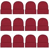 ZH 12-Pack Knitted Winter Beanie Hats for Men and Women, Warm and Cozy Cuffed Skull Caps, Bulk Purchase