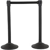 US Weight Sentry Stanchion &ndash; 6.5' Retractable Black Belt (2-Pack) | Easy connection and assembly with no tools required, weighted base with non-skid, non-marking rubber feet