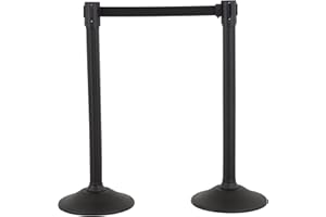 US Weight Sentry Stanchion with Retractable Belt, Easy Connect Assembly, Black, 6.5' Belt (2 Pack)