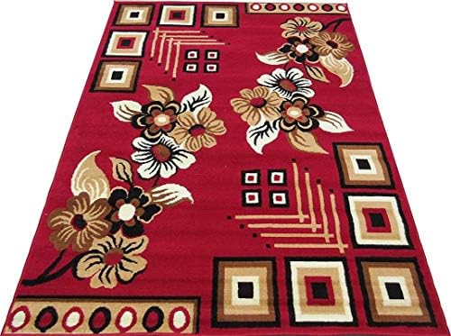 Moin Carpets Soft Floral Carpet for Living Room and Bedroom and Home 5 x 7 Feet Red