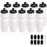 Belinlen 10 Pack 27 oz Sports Water Bottles Sports and Fitness Squeeze Water Bottles BPA Free come with 16 pcs Chalk Labels, 1 Pen(Dishwisher Safe)