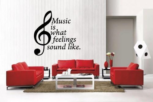 Newclew Words Art Music trble Clef Party, Music is What Feeling Sounds Like Removable Vinyl Wall Decal Home Décor Large