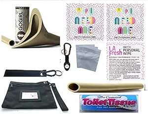 GoGirl Women Law Enforcement On/Off Duty Urination Comfort Kit – Patrol, Outdoor Events 12” Extension Tube, Toilet Tissue, Organizer Bag &amp; Carabiner Wrist Strap Carabiner &amp; Water Bottle Strap (Khaki)