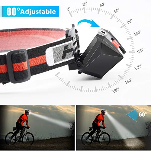 Rechargeable Headlamp with Red Light, Motion Sensor White LED Headlight(Included Battery), Comfortable Cotton Headband, IPX6 Waterproof Lightweight Head Lamps for Cycling Fishing Hiking Skiing