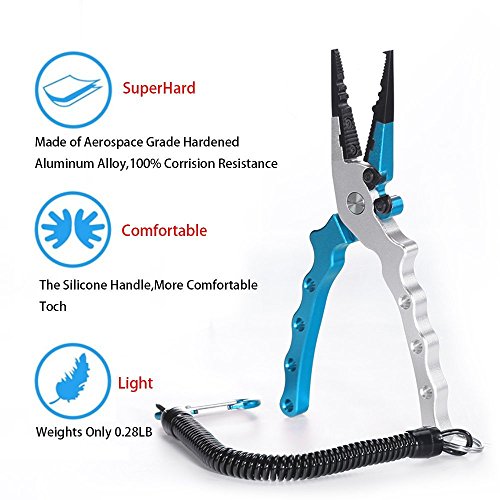 image for Bisgear Aluminum Fishing Pliers Split Ring Tool Fishing Line Braid Cut
