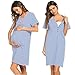 Ekouaer Women Short/Long Sleeve Nightgown Striped Nursing Nightgown Breastfeeding Sleep Dress