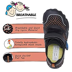 IceUnicorn Kinder Traillaufschuhe Barfußschuhe Mädchen Jungen Atmungsaktiv rutschfest Wanderschuhe Sportschuhe Laufschuhe Strandschuhe(02 Schwarz, 24EU) 2 Schnorchelmasken 51PTSSh bNL. SS300 Obermaterial: Das Obermaterial besteht aus hochelastischem Stoff mit guter Atmungsaktivität und schneller Trocknung und hohem Tragekomfort ohne Verformungen.
Innenmaterial: Perfekt zum Strand, Surfen, Bootfahren, Radfahren, Joggen, Wandern, Angeln, und für andere Indoor und Outdoor Aktivitäten.
Sohle: Gummi. Das rutschfeste TPR-Material schützt das Baby und die natürliche Form ist auf Wachstum und Entwicklung des Babys ausgelegt.