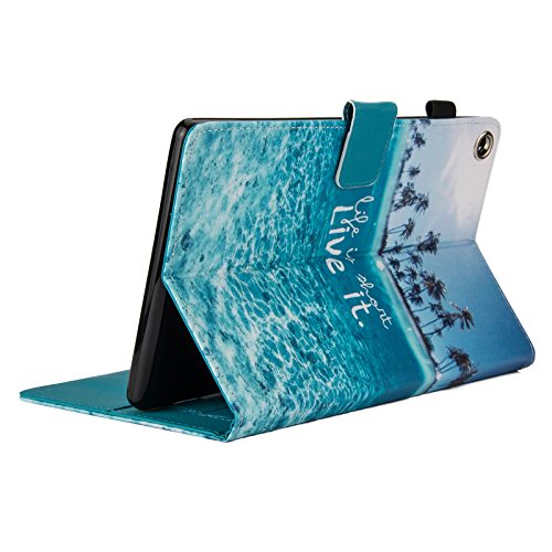 Kindle Fire HD 8 Case,LittleMax PU Leather Case Flip Stand Protective Auto Wake / Sleep Cover for Amazon Kindle Fire HD 8 7th Gen 2017 Release & 6th Gen Release 2016 with Free Stylus-04 Beach
