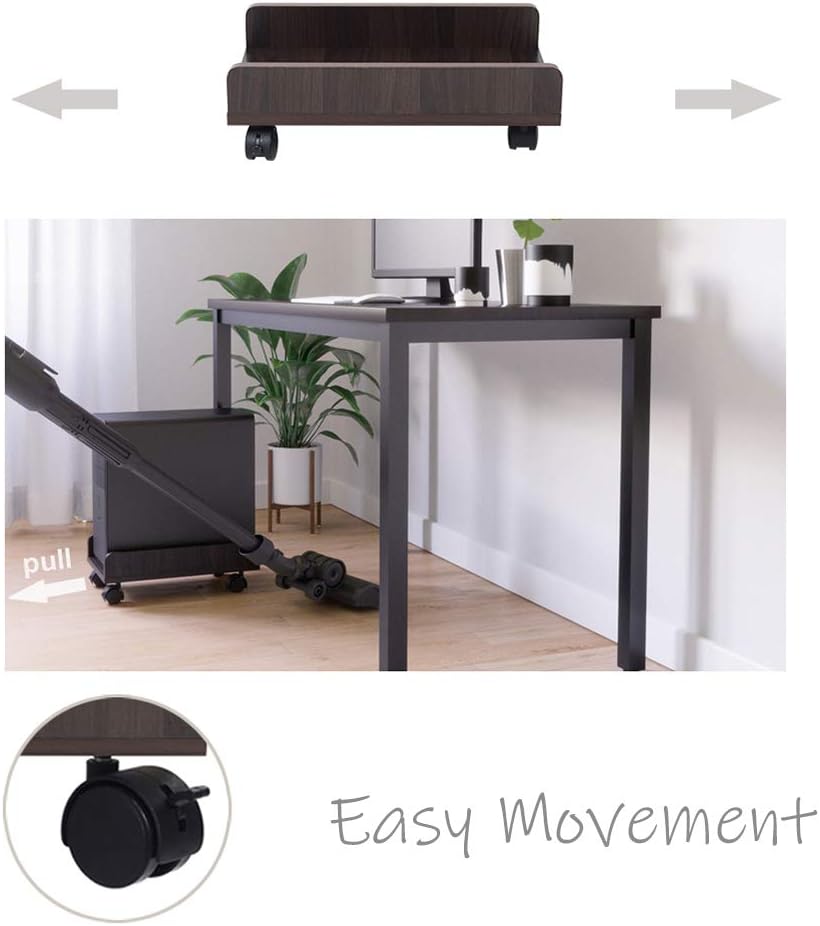 Bestier Computer Tower Stand CPU Stand Cart with Protective Sides CPU Holder with 4 Caster Wheels Under Desk (Brown) : Office Products