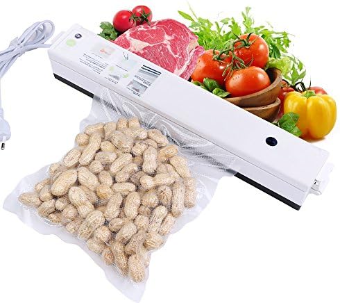 Rayhome Food Saver Vacuum Sealer Machine, Automatic High Speed Vacuum Sealing System with LED Seal Indicator Lights, QTY 15 Starter Food Sealer Bags