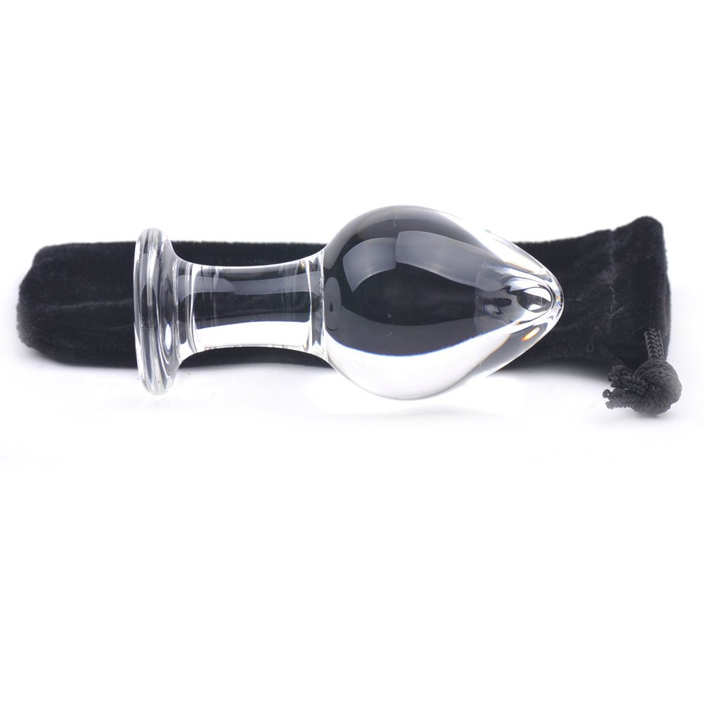 PleasureBox Sex Toy Sensual Glass Dildo Butt Plug Prostate Massager, 9.5 cm, Big Plugger