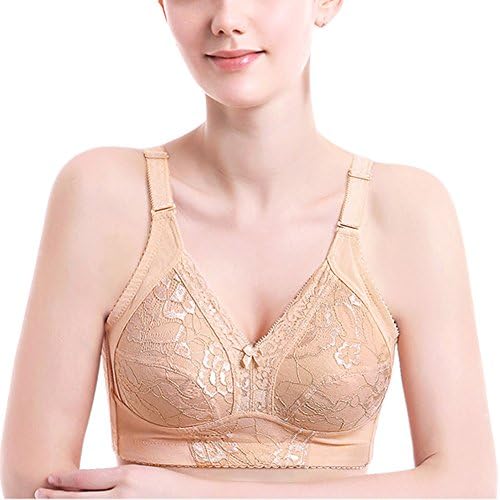 Tianzek Women's Large Size Bra Full Cup Push Up Underwear Wire Free Adjustable Brassiere Lingerie (34B, Skin)