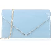 MOJISOLO Women's Evening Clutch Bags for Formal Cocktail Prom Wedding Party Patent Leather Dressy Foldover Purse