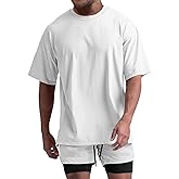 Men's Oversized Workout T-Shirts Lightweight Quick Dry Short Sleeve Tshirts Crew Neck Loose Fit Athletic Tops