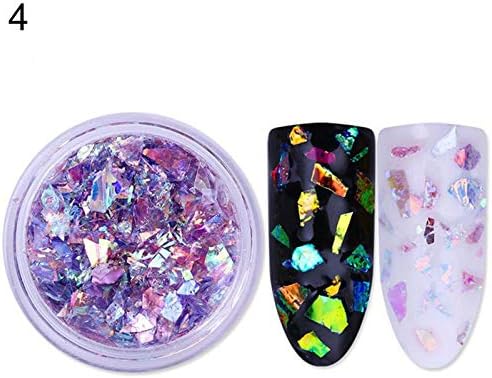 Tofree Nail Art Glitter Glass Candy Color Paper Iridescent Sequins Flakes Nail Art DIY Decor Supplies