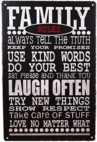 Family Rules Tin Sign