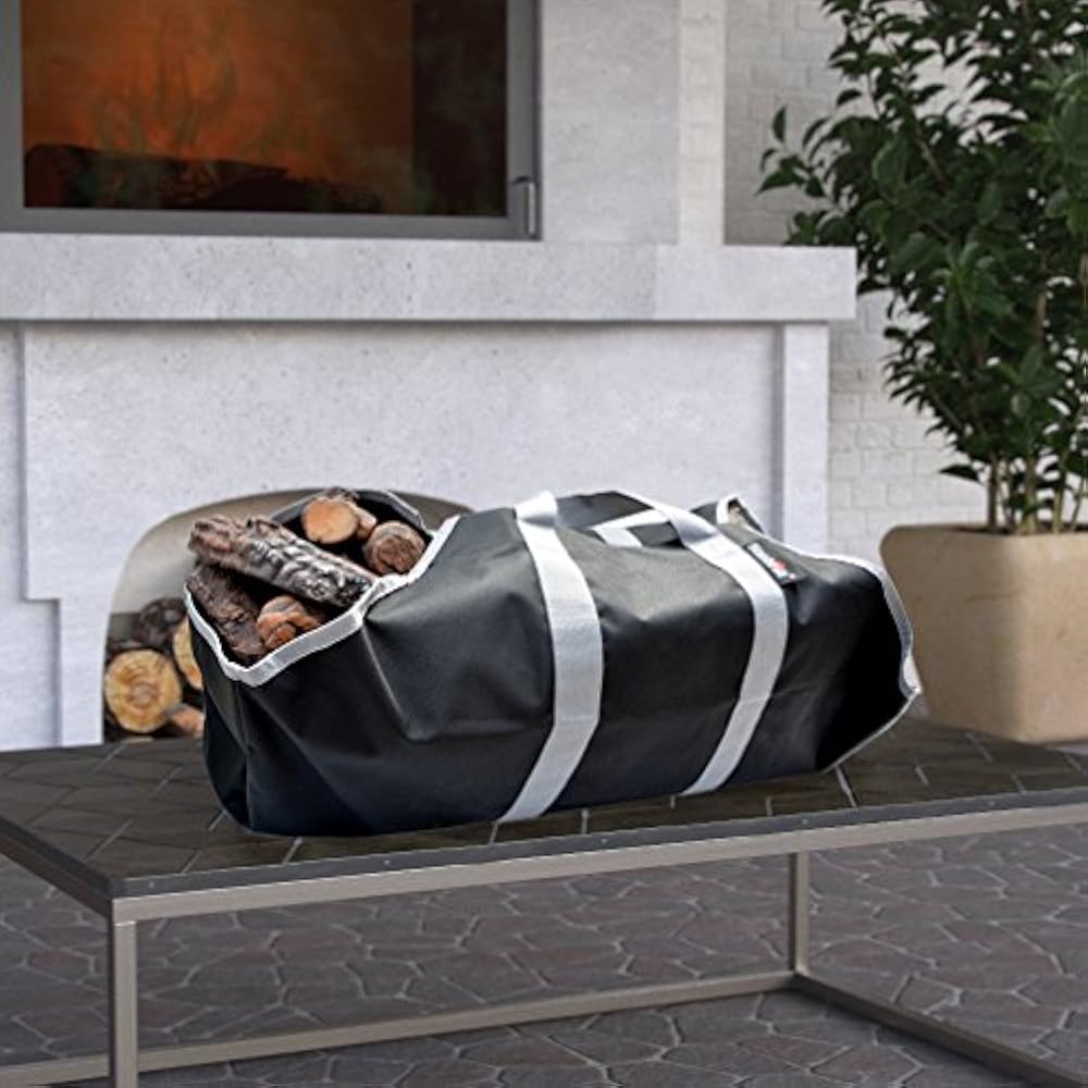 Heavy Duty Canvas Firewood Carrier & Log Tote, Holder, Best For