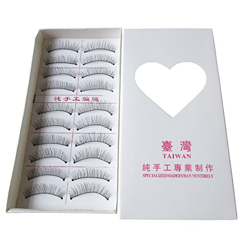 10 Pair Handmade False Eyelashes 72 Pairs Double Eyelid Tape Makeup Tools Set Thick Long Fake Eye Lashes Invisible Eyelid Sticker (Eyelashes & Eyelid)