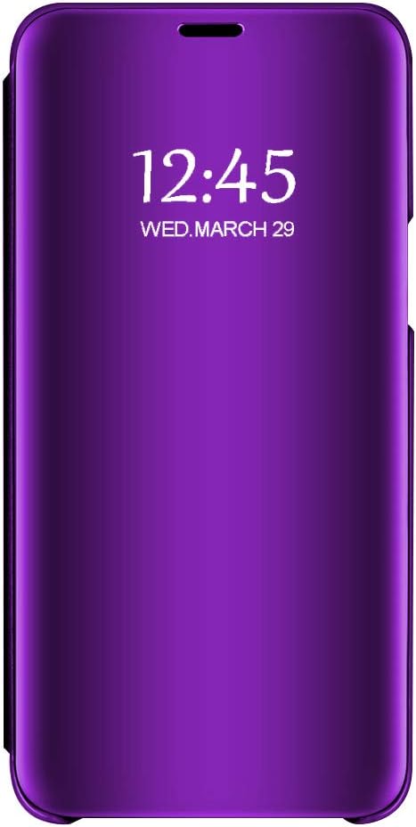 Case Compatible Samsung Galaxy A50 A30 Case Clear View Mirror Flip Folio with Stand Shockproof Protective Cover for Samsung Galaxy A10 (Purple, Samsung Galaxy A30)