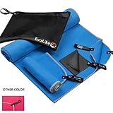 EvoLike SilkyCare 4 Pcs Microfiber Towel Set for Sports & Travel & Active Lifestyle Blue