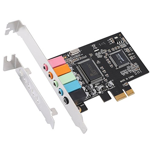 QNINE PCIe Sound Card, 5.1 PCI Express Surround Sound Blaster 3D Audio Card for PC with High Direct Sound Performance & Low Profile Bracket, Support Windows XP/7/8/10