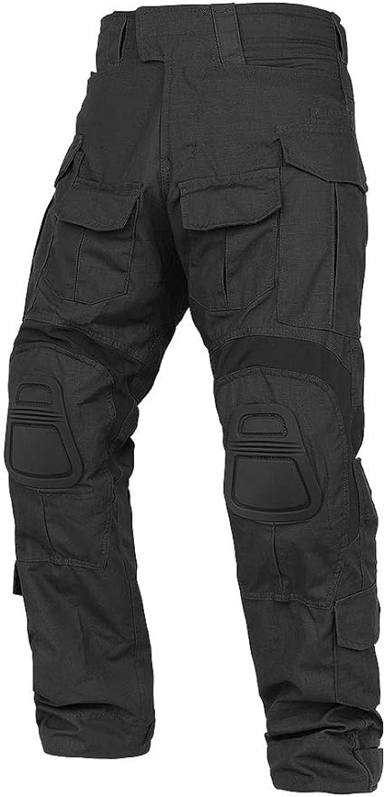 black combat trousers with knee pads