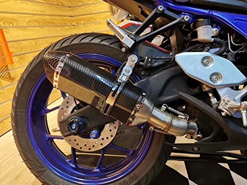 MGOD Motorcycle Middle Link Pipe, Stainless Steel Slip On Exhaust Middle Pipe for Yamaha R25 R3 MT03 2013-2018 Silver