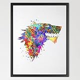 Dignovel Studios 13X19 Stark House Crest Game of Thrones Watercolor Art Print Wall Art Hanging Home Decor Nursery Kids Art Fine Art Print Motivational art N168