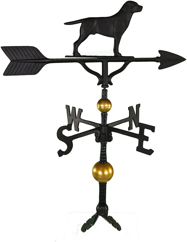 Weathervanes - Montague Metal Products 32-Inch Deluxe Weathervane with Satin Black Retriever Ornament