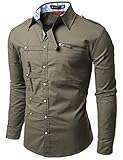 Doublju Mens shirts with Zipper point