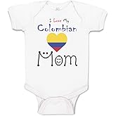 Cute Rascals Custom Baby Bodysuit I Love My Colombian Mom Funny Boy & Girl Baby Clothes Cotton