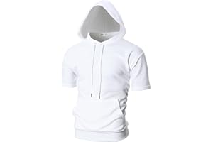 Ohoo Men's Short Sleeve Hoodie Pullover Slim Fit Lightweight Summer Hooded Sweatshirt