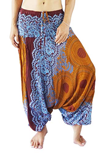 Boho Vib Women's Rayon Elastic Waist 2 in 1 Aladdin Genie Harem Pants Jumpsuit