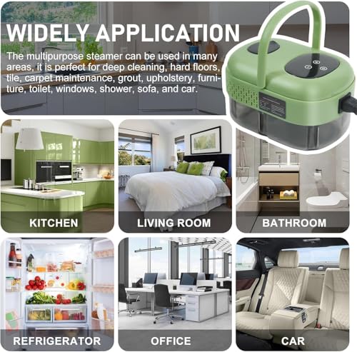 HELEE Handheld Steam Cleaner, High Pressure Multipurpose Steamer, 2500W|1000ML, 10S Fast Heat-Up 6 Gears Adjustment, With Brushes, Glass Scraper, for Car, Kitchen, Furniture and Tile (White)