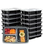 Ez Prepa 15 Pack 32oz 3 Compartment Meal Prep