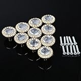 Vktech 10PCS Round Pull Handle Glittering Rhinestone Knob for Cupboard Drawer (Gold)