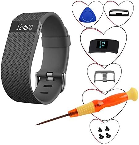 Fnms Replacement Bands for Fitbit Charge HR Band, Top Quality TPU Replacement Large and Small Band Bracelet Strap for Fitbit Charge HR Wireless Activity Wristband (Black 1-Pack, Large (6.2"-7.6"))