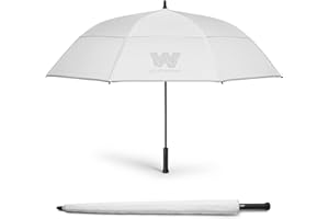 Weatherman Umbrella - Automatic Open Golf Umbrella - Golf Extra Large Big Oversize Windproof for Golf Bag Push Cart w/ UV Protection - Waterproof Heavy Duty Umbrellas for Rain Sun for Men Women - Resists Up to 55 MPH Winds (White, 68 inch)