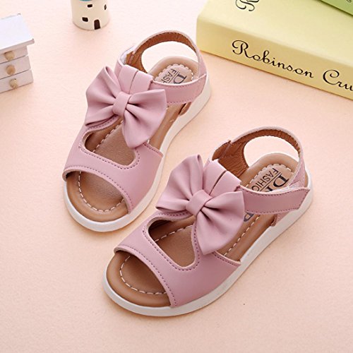 Tenworld Baby Toddler Girls and Little Girls Cut Out Bow Dress Flat Sandals (US Toddler 8M, Pink)