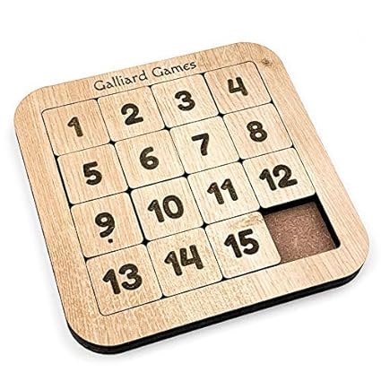 Galliard Games Number Slide Fifteen Puzzle, Non-Interlocked Pieces (4x4)