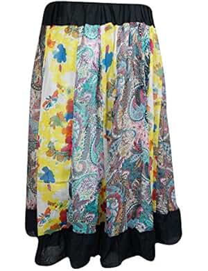 Womens Peasant Skirt colorful Gypsy Floral FLAUNTING Chiffon Spring Fashion Midi Skirts S/M/L