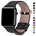 Fullmosa Leather Bands Compatible with Apple Watch Band 49mm 46mm 45mm 44mm 42mm for Men Women, Top Grain Genuine Leather Strap for iWatch Ultra 2/Ultra/10/9/8/7/6/5/4/3/2/1/SE2/SE, Black/Black