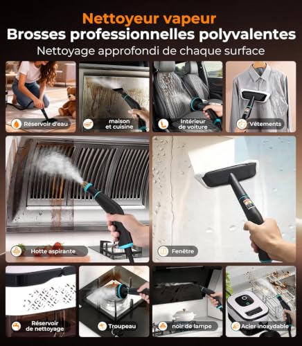 18-IN-1 Steam Cleaner【99.99% Germs Eliminated – German SPJ Technology】【9S Turbo Steam – Intelligent Turbo Steam System】Versatile Steam Cleaner, Floor Steam Mop – Home and Kitchen