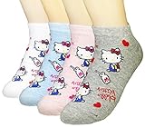 JJMax Women's Hello Kitty Cute Cotton Blend Ankle Socks Set (Milk Kitty)