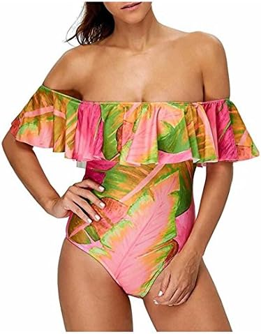 Hallegave Women's Fashion swimwear sexy bikini Halter Straps Swimsuits Bathing Suit (Large, Red)